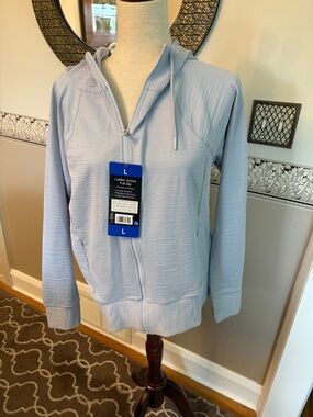 New wtags Blue Ladies' Active Zip hoodie high quality texture stretch Large